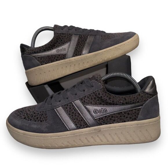 Gola Grandslam Savanna Animal Print Sneakers Grey CLB116 Women's 10 - Picture 1 of 11